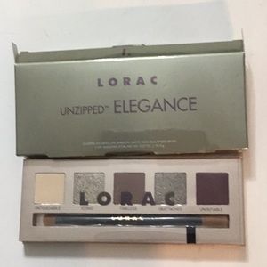 Lorac unzipped elegance eyeshadow palette with dual ended brush 5 colors inc.